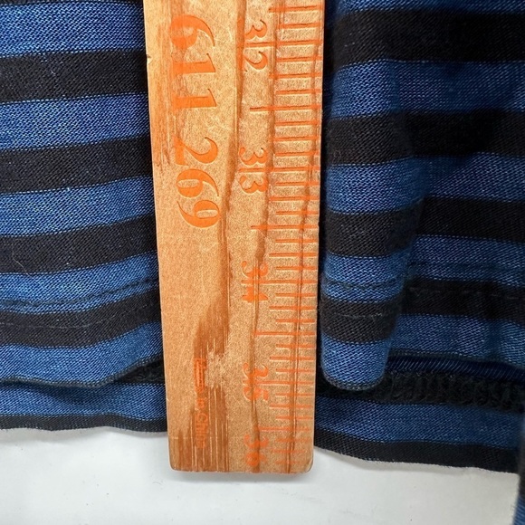 JANE & DELEANCEY S 100% Cotton blue-black stripe midi length Atheisure dress - Picture 11 of 12